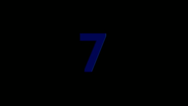 Neon Blue Energy Number Εφτά Animation Μαύρο Φόντο Έννοια Της — Αρχείο Βίντεο