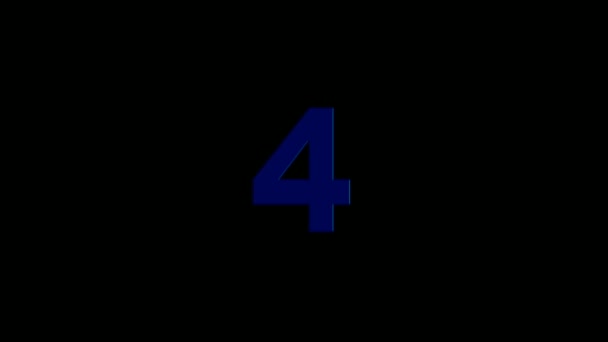 Neon Blue Energy Number Four Animation Black Background Technológia Koncepció — Stock videók