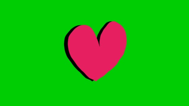 Animazione Forma Cuore Sullo Schermo Verde Simbolo Amore Rosso Concetto — Video Stock