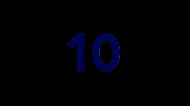 ネオンブルーエネルギーナンバー10黒の背景にアニメーション 4K技術の概念 — ストック動画
