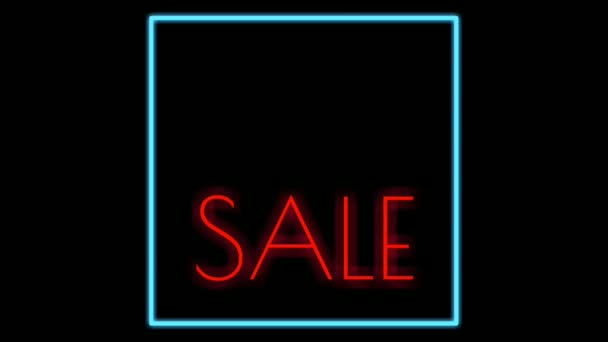 Neon Sign Animation Flash Sale Text Black Background Business Symbol — Stock Video