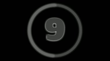 Koyu siyah arkaplan 45 'lik video üzerinde 10' dan 1 'e kadar geri sayım animasyonu.