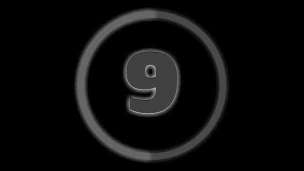 Odpočítávání Animace Číslo Barevném Rotujícím Kruhu Tmavém Černém Pozadí Video — Stock video
