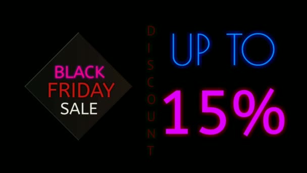 Neon Zeichen Animation Black Friday Verkauf Text Auf Schwarzem Hintergrund — Stockvideo