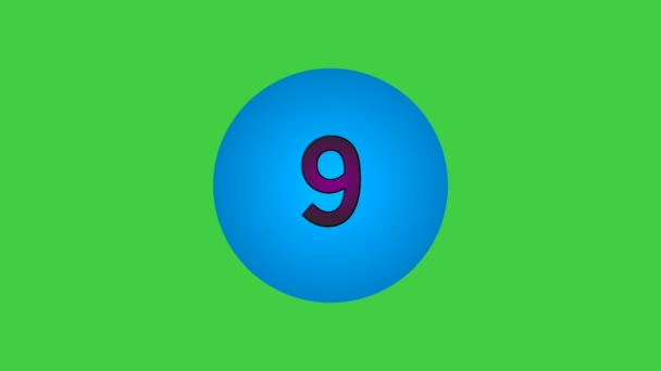 Countdown Cartoon Animation Number Green Screen Background Video — Stock Video