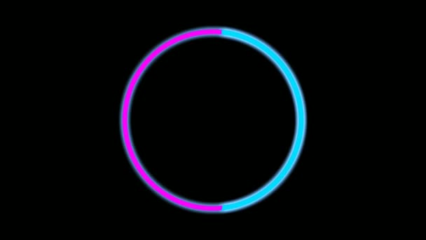 Neon Light Circle Empty Border Animation Black Background Illuminated — 图库视频影像