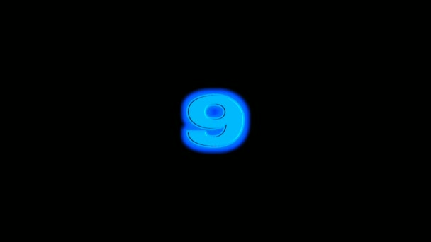 Neon Light Countdown Animation Number Ten One Black Background Timer — 图库视频影像
