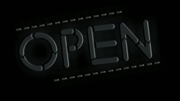 Animacja Neonów Otwórz Godziny Czarnym Tle Niebieski Neon Open Godzin — Wideo stockowe
