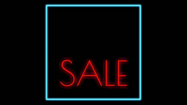 Neon Sign Animasi Flash Sale Text Black Background Business Symbol — Stok Video