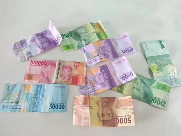 Papier Monnaie Billet Indonésien Idr Rupiah Isolé Sur Fond Blanc — Photo