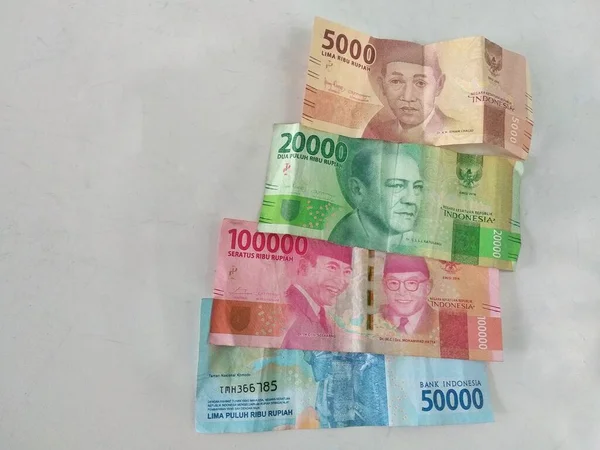 Papier Monnaie Billet Indonésien Idr Rupiah Isolé Sur Fond Blanc — Photo