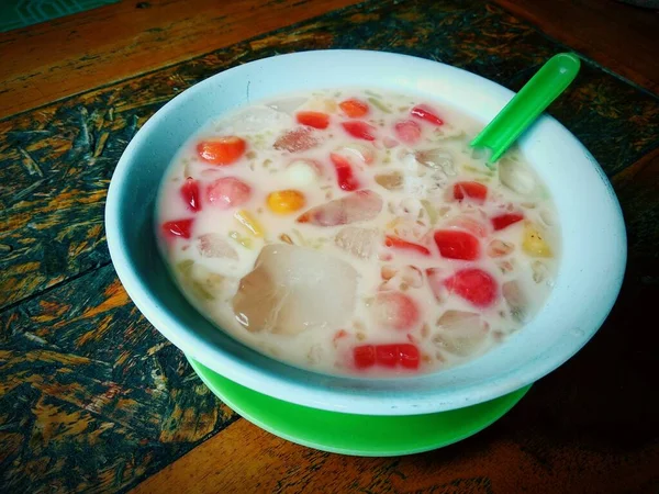 Gros Plan Sain Repas Traditionnels Indonésiens Soupe Très Fraîche Bon — Photo