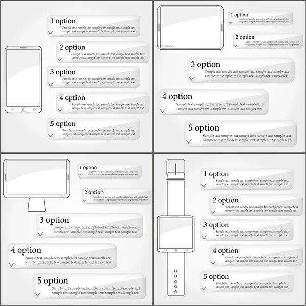 Set van concept van opties van slimme elektronica. Vector — Stockvector