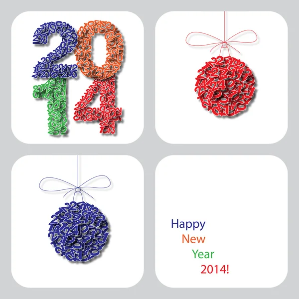 矢量快乐新的一年 2014年装饰卡 — 图库矢量图片