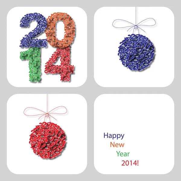 Vetor Feliz Ano Novo 2014 cartão de decoração 4 — Vetor de Stock
