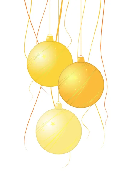 Vector christmas Background with yellow balls — Stock Vector