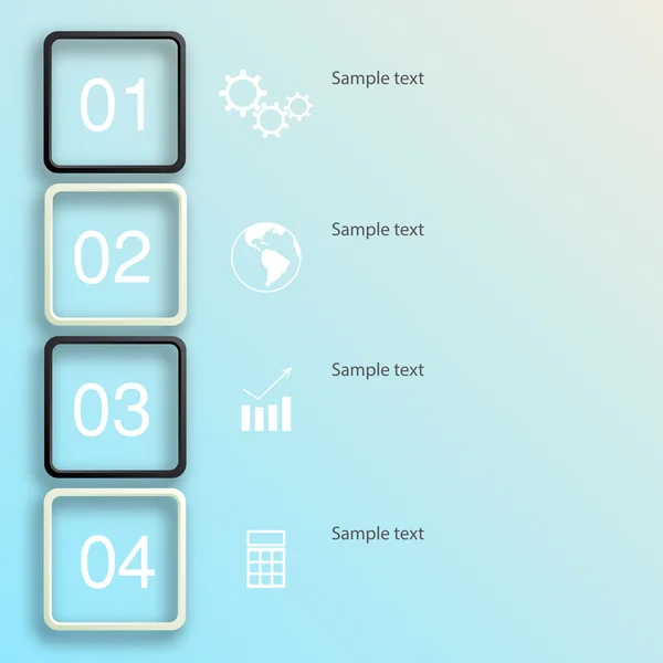 4 opciones en cuadrados sobre un fondo claro — Vector de stock