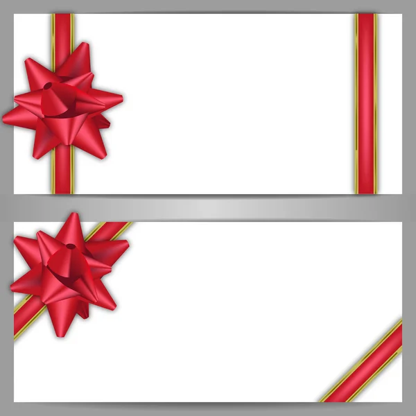 Set von Geschenkkarten mit roter Schleife — Stockvektor