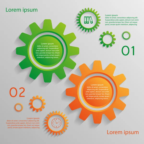 Fondo infográfico con engranajes — Vector de stock