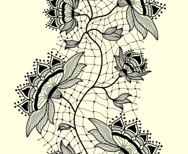 dantel kurdele çiçek öğeleri ile soyut Dikişsiz desen