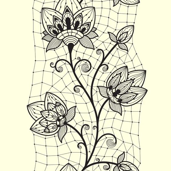 Abstraktní vzor bezešvé krajky stuha s květinami prvky — Stockový vektor