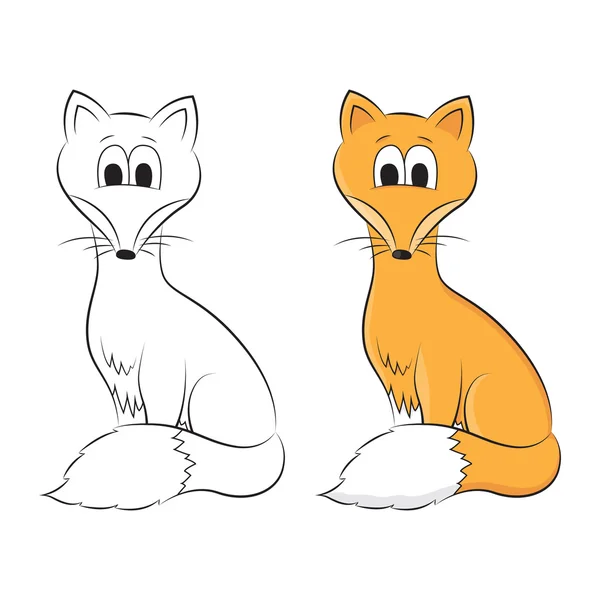 Kroki ve resim karikatür Fox — Stok Vektör