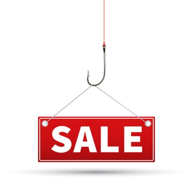 Red tag of sales, which hangs on a hook clipart