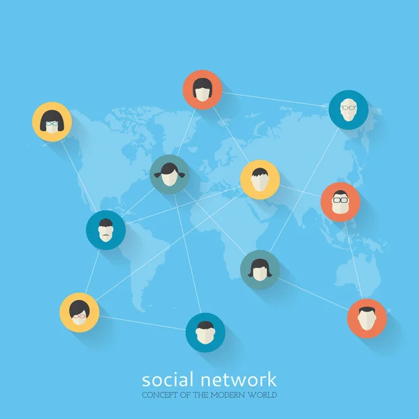 Flat design concept of social network — Stock Vector