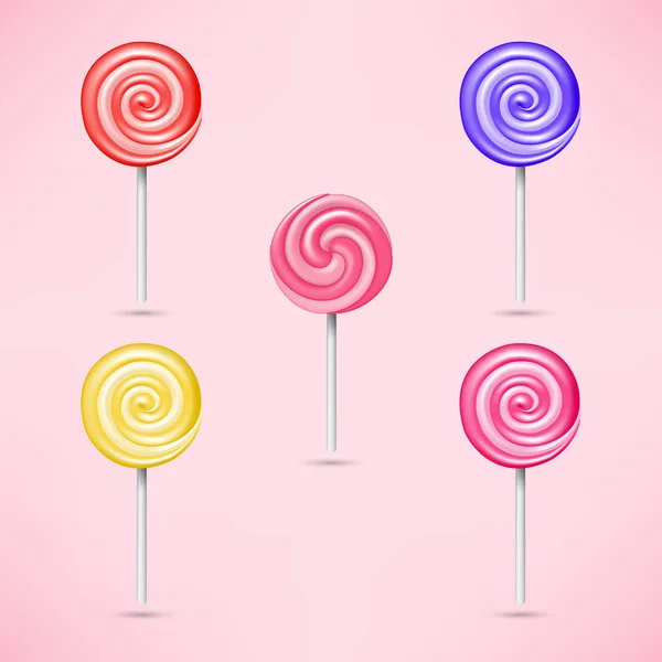 Set of bright sweet lollipops — Stock Vector