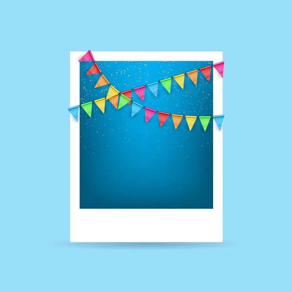 Tarjeta de fotos con banderas de color — Vector de stock