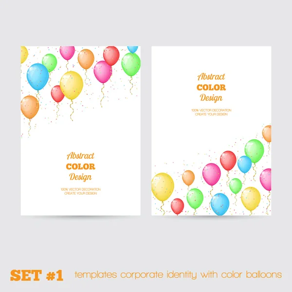 Set of templates corporate identity with color balloons — Stock Vector