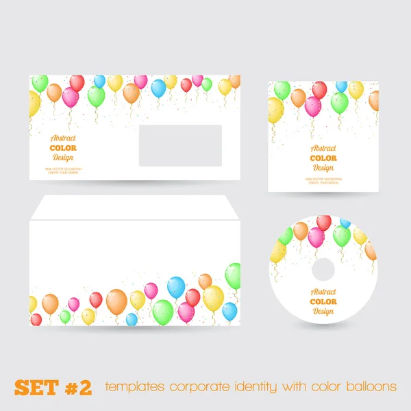 Conjunto de plantillas de identidad corporativa con globos de color — Vector de stock