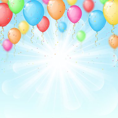 güneşli arka plan renk balonlar ile