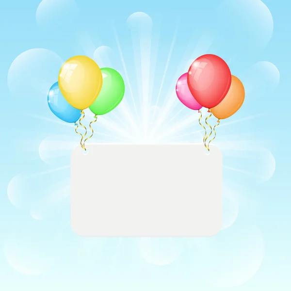 Fondo soleado con globos de color y banner — Archivo Imágenes Vectoriales