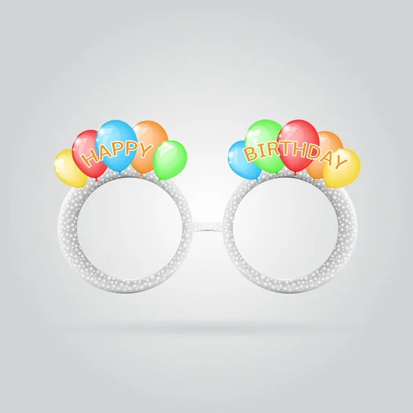 Óculos de aniversário engraçados com balões coloridos — Vetor de Stock