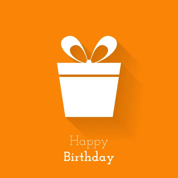 Carta per il compleanno con una scatola regalo bianca su sfondo arancione — Vettoriale Stock