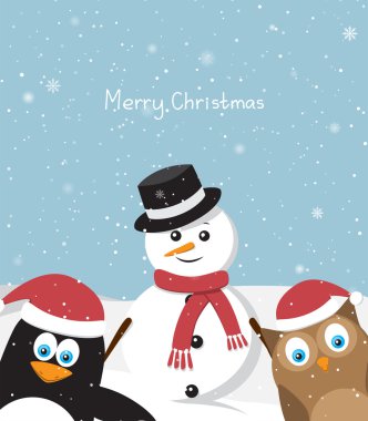 Penguen ve baykuş kardan adam