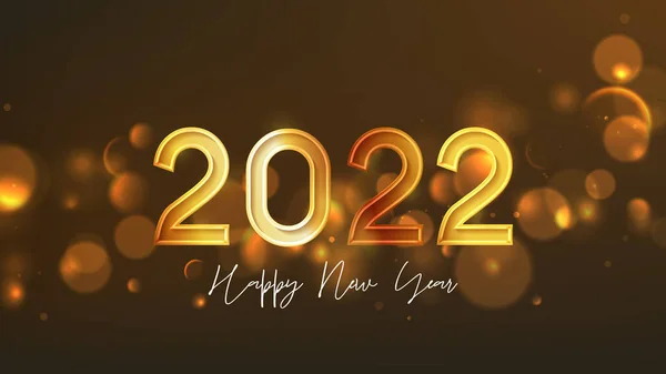 2022 Щасливий Новорічний Вітальний Банер Векторні Ілюстрації Новорічним Золотим Номером — стоковий вектор