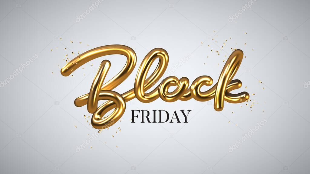 Black Friday Sale banner template. Realistic 3d lettering. Black Friday lettering for decoration promotional discount event. Vector illustration for decoration sale banners, cards, posters, flyers.