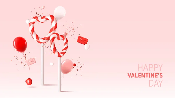 Feliz San Valentín Saludo Banner Ilustración Vectorial Con Composición Abstracta — Archivo Imágenes Vectoriales