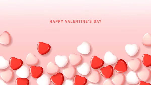 Buon San Valentino Banner Astratto Illustrazione Vettoriale Con Cuori Caramelle — Vettoriale Stock
