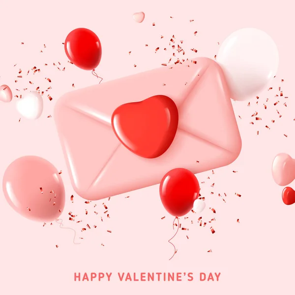 Feliz Día San Valentín Tarjeta Felicitación Diseño Decoración Navideña Con — Vector de stock