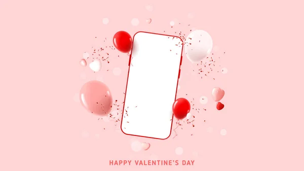 발렌타인데 발렌타인 데이를 추상적 인사말 디자인 스마트폰 페티를 벡터화 일러스트 — 스톡 벡터