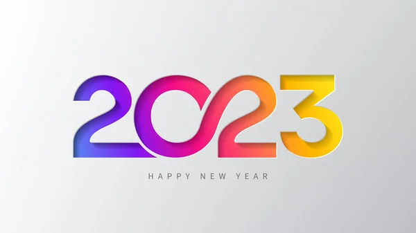 2023年あけましておめでとうございます トレンディーなグラデーションでカラフルな数字2023とベクトルイラスト グレーの背景に新年の休日のシンボルテンプレート ストックイラスト