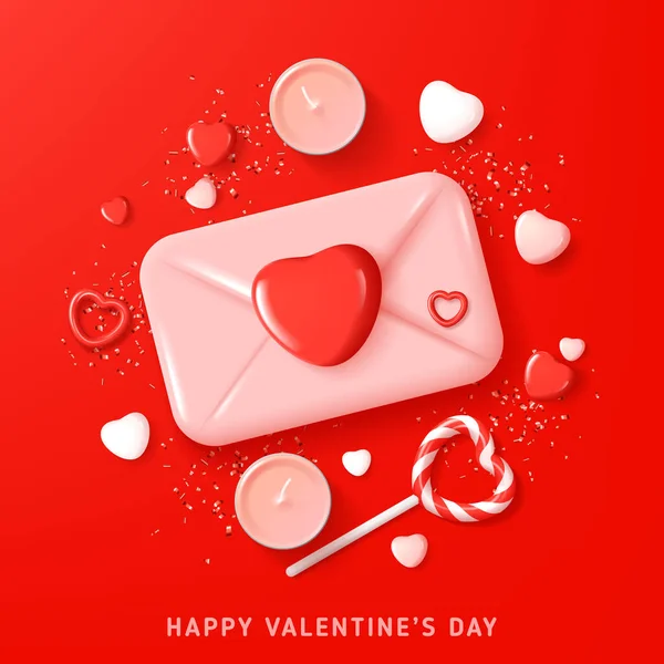 Feliz Dia Dos Namorados Cartão Festivo Composição Abstrata Para Dia — Vetor de Stock