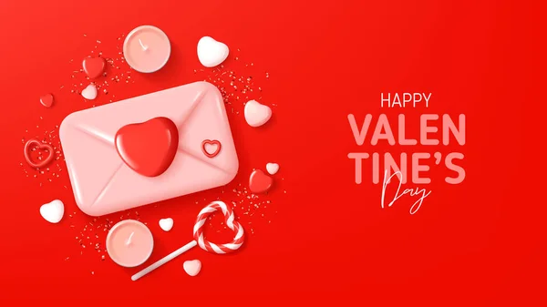 Buon San Valentino Festivo Banner Composizione Astratta San Valentino Illustrazione — Vettoriale Stock