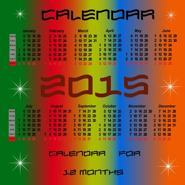 Kalender für 2015 Jahr — Stockvektor