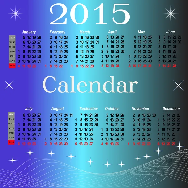 Kalender für das Jahr 2015 — Stockvektor
