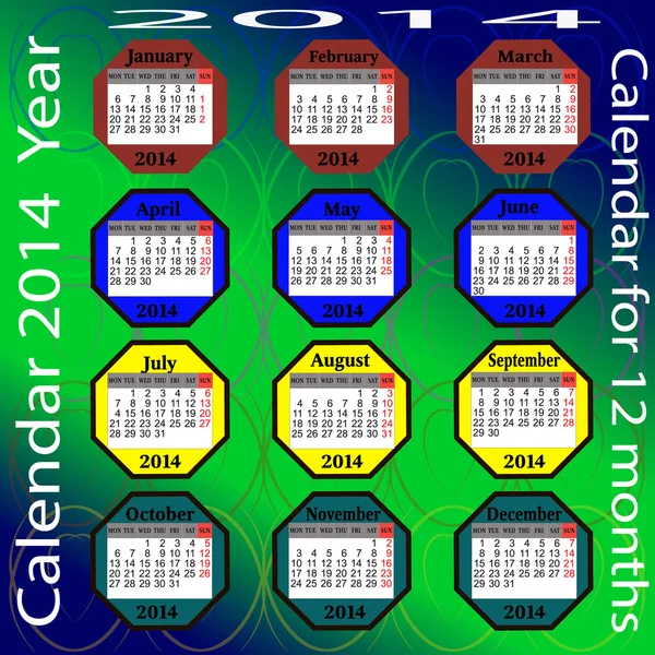 Календарь на 2014 год . — стоковый вектор
