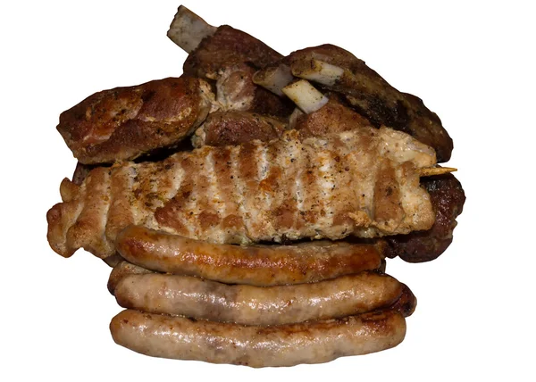 Barbecue, Myaso, Salsicce, Succoso, Zharenye . — Foto Stock